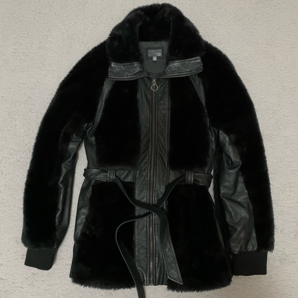 forever 21 japan fur jacket in black